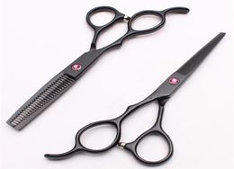 55quot 16cm Japan 440C Left Hand Scissors Customized Logo Black Professional Human Hair Scissors Barberquots Hairdressing Sal3799420