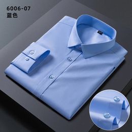 Mens shirt Long sleeve bamboo Fibre spring summer high quality non-ironing business casual dress solid Colour slim-fit shirt 240305