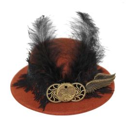 Berets Steam Punk Hair Clip Gothic Hat Cap Hairpin Fedoras Felt Top For Masquerade Nightclub Stage Show Womens Girls Po Props