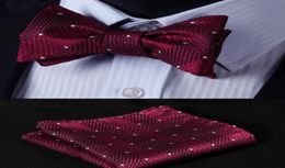 Whole Dot Burgundy Groom Wear Plaid Groom Ties With Kerchief Different Color Men Suit Decoration8810527