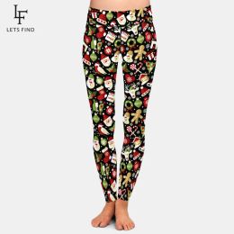 Leggings LETSFIND Super Soft Milk Silk Print 3D Fashion Christmas Elements Print Women Pants High Waist Slim Fitness Leggings