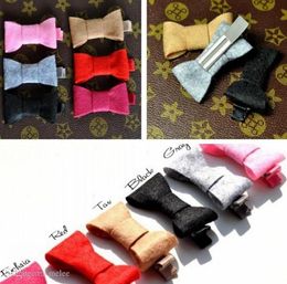 2inch 6colors Newborn Lovely INS Infant Felt Bow With Ribbon Clip Fashion Solid Fabric Head Bows For Baby Girls Children Hair Acce2135477
