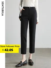 Women's Pants Sentubila Office Ladies Black Pencil Straight Pant Women 2024 Autumn Fashion Work Ankle-Length Cropped Female 133K49410