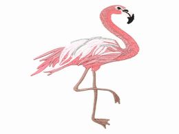 5pair 10x15cm Iron On Embroidered Flamingo Patch Pink Birds Applique Embroidery Patches For Clothing Jacket Jean Dressing shoe2765198