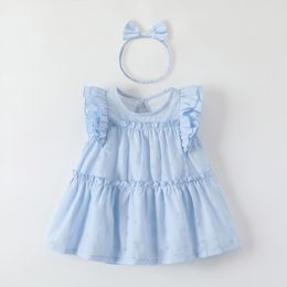 子供の女の赤ちゃんのドレス夏の青い服幼児服ベビー子供の女の子紫色のピンクの夏のドレス