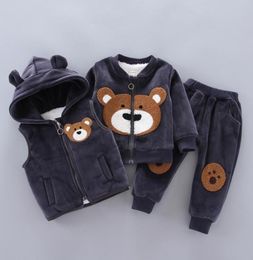 Baby Boys Girls Clothing Set Winter Fleece Children Cartoon Bear Hoodie Outerwear Outfits Kids Toddler Warm Costume Suit 2011262748159