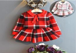 Children Winter Suits England Style Sweater Girl Plaid Clothes Shirt Skirts 2Pcs Baby Autumn Clothes Sets9135774