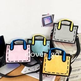 Borsa di design Elemento quadratico Borsa di tela Borsa tote cartoon Borsa a tracolla 2D 3D Borsa di tendenza divertente Borsa di animazione Borsa a tracolla da donna stile Ins Borsa impermeabile