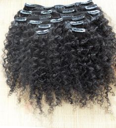 brazilian virgin curly hair weft clip in kinky curl weaves unprocessed natural black color human extensions can be dyed 9pcs 1set2194761