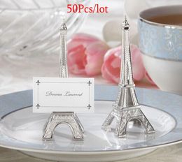 50Pcs Eiffel Tower Silver Card Holders Party Decoration gifts For Romantic Wedding and Bridal shower table name holder favors4172207