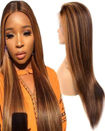 150 Density Pre Plucked Long Ombre Brown Peruvian Straight Body Wave Lace Front Wigs 13x4 Remy Human Hair Wigs Colour 430 Can be4921164