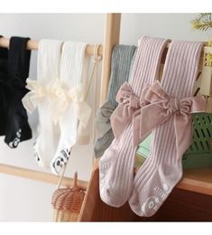 Leggings Tights Spring Baby Girls Pantyhose Toddler Velvet Bowknot For Kid Clothes Cotton Ribbed Children Stocking Trousers1650277