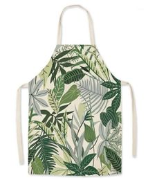 Printed linen apron kitchen cleaning daily apron flower plant printed adult aprons Gedrukt linnen schort15073301