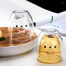 Wine Glasses 250ML Double-layer Glass Cup Animal Transparent Cute Panda Dog Tea Birthday Party