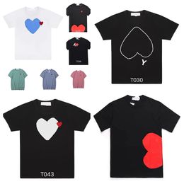 T-shirts Summer Cdgs Mens Play t Shirt Short Sleeve Womens Des Badge Garcons Embroidery Heart Red C11