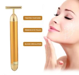 Beauty Face Skin Care Tool Pro Slimming Face 24k Gold Lift Bar Vibration Facial Beauty Care Massager Energy Vibrating Bar3958467