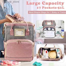 Diaper Bags Folding Mommy Bag Large Capacity Mother Backpack Diaper Stroller Bags For Babies Kid Baby Diaper Bag Organiser Outing HandbagL240305