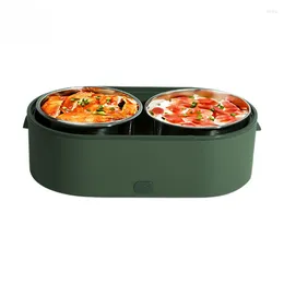 Dinnerware USB Electric Insulation Lunch Box Stainless Steel Portable Case With 2 Containers Keep Warm Car Office Camp