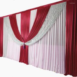 Party Decoration Wedding Stage 10FTX20FT Ice Silk Elegant Backdrop Swags Middle Shiny Silver Drape Background Curtain Props