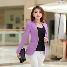 Blazers fashion Autumn ladies cardigan and jacket candy Colour coat long sleeves Slim suit single button female jacket large suit jacket