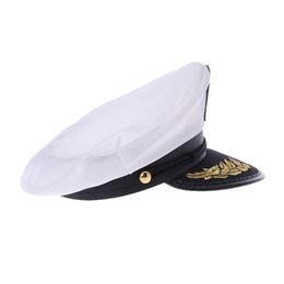 Wide Brim Hats White Adult Yacht Boat Captain Navy Cap Costume Party Cosplay Dress Sailor Hat182x