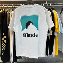 Rhude Mens t Shirts Designer Shirt Summer Fashion Tees Short Sleeve Streetwear Men Women Round Neck Tshirts Bask 2664
