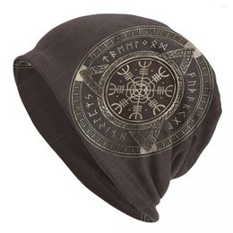 Berets Bonnet Hats Viking Men Women's The Helm Of Awe Brown Leather And Gold Cap Hip Hop Skullies Beanies Caps