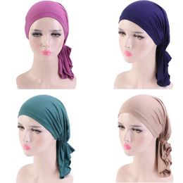 Muslim Women Hair Loss Hat Turban Chemo Cancer Modal Elastic Pirate Hat Headscarf Inner Bonnet Beanies Skullies Headwrap New279h