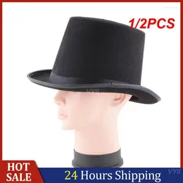 Berets 1/2PCS Steampunk Magician Hat Unique Design Durable Versatile Tall Black Top Costume Props Fashion In-demand