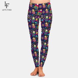 Leggings LETSFIND Cute Dolls and Flowers Print Leggings High Quaility Women Soft Fitness Legging High Waist Ninth Pants