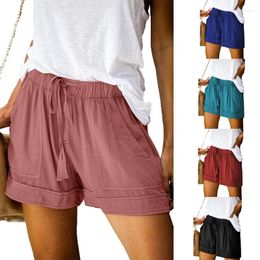 Women's Shorts Summer 2024 Fashion Solid Casual Patchwork Loose Elastic Band Pocket Large Size Refreshing Ladies