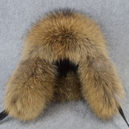 100% Natural Real Fox Fur Bomber Hat Russia Winter Warm Soft Fluffy Real Fox Fur Cap Men Quality Genuine Sheepkin Leather Hats217M