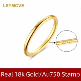 Solid Real Gold18 K Pure Gold Yellow Ring With Certificate Au 750 Original 18k Rings Gifts HK SIZE 240228