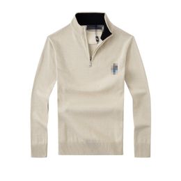 Senior Men's Designer Brand Sweater Winter Multi Colour Solid Embroidered Top High Collar Comfortable Sweater Pullover Half Open Zipper