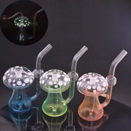 Glass Bongs Oil Burner Pipe Bubbler Smoking Water Pipe Colourful Artist Mushroom Ice Catcher Dab Rig with 10mm Male Glass Oil Burner Pipe LL