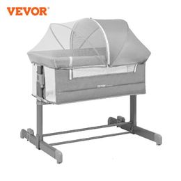 VEVOR Baby Bassinet w Comfy Mattress and Wheels Cradle Bedside Crib Mosquito Net SideOpening for Infant born 240223