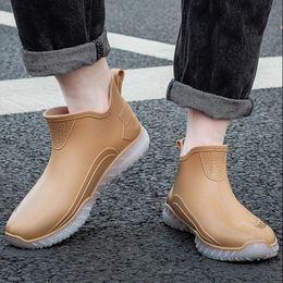 Rain Shoes for Couple Unisex Waterproof Ankle Rubber Boot Fishing Husband Galoshes PVC Garden Work Rainboots Kitchen Shoes Clogs 240226