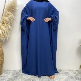 Ethnic Clothing Muslim Women Prayer Dress One Piece Praying Abaya Batwing Sleeves Solid Islamic Dubai Saudi Turkish Modest Robe