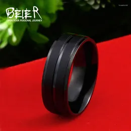 Cluster Rings Beier Store 316L Stainless Steel Simple Monochrome Ring Suitable For Couples Retro Jewelry Gifts LLBR-R097R