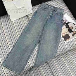 Women's Jeans Designer Early Spring New Fashion Washed High Waist Slimming Letter Inverted Triangle Label denim straight leg pants 4RKB