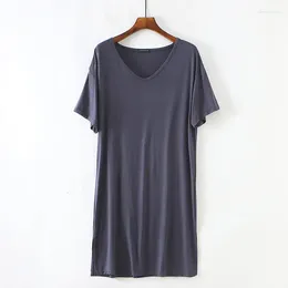 Women's Sleepwear Modal Comfortable Night Shirt Short Sleeve Sexy V Neck Nightdress Loose Ladie's Nightwear Nightgowns