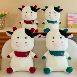 2024 Scarf Cow Stuffed Toy Cow Doll Cute Soft Cute Calf Cloth Doll Children Doll Gift Wholesale