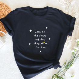 T-shirt Yellow Look At The Star fashion Song T Shirt Women Rock Music of The Spheres 2022 World Tour Tshirt Streetwear Tees