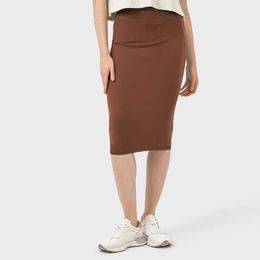 LU-088 Sexy Back Split Wrapped Hip Skirt for Womens Casual Yoga Commuting Style Slim Fit Sports Skirt Workout Wear Dress