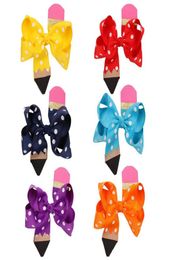 45 Inch polka dots pencil HairBows Cute Baby Ribbon Bows Boutique HairBow with Hair clips Kids Accessories A39495378614