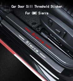 For GMC Sierra Car Door Sill Threshold Guard Sticker Carbon Fibre Pattern Emblem Decal74817423102215