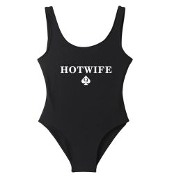 Swimwear New Fashion Women One Piece Spades HOT WIFE Summer Swimsuit Sexy Bodysuit Swimwear Backless Mayo Monokini Cute Badpak OnePiece