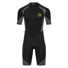 Swimwear 1.5mm Neoprene Wetsuit Men Short Sleeve Scuba Diving Suit Snorkelling Spearfishing Swimsuit Surfing Sunproof One Piece Set