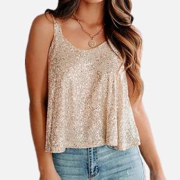 Camis Y2k Tops Women Clothing Fashion Casual Blusas Sequined Sexy Elegant Tank Top Ladies Summer Streetwear Shirt Bling Camis Clothes