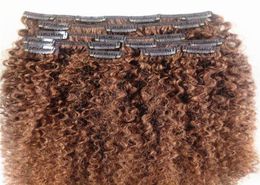 Brazilian Human Curly Hair Weft Clip In Extensions Brown 30 Colour 9pcsBundles Kinky Curl Product2897523